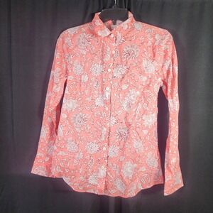 J.Crew Womens XS Coral Floral Cotton Button Down Shirt BF817 New With Tags